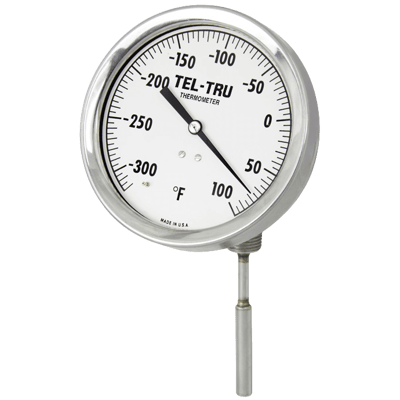 Tel-Tru Gas Actuated Thermometer, Direct Mount